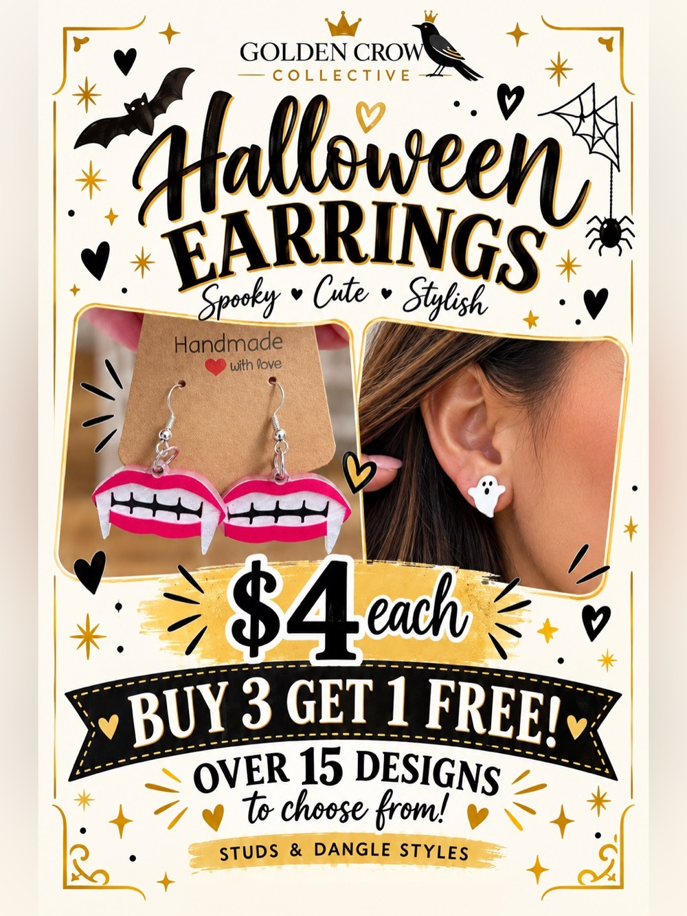 🎃 Handmade Halloween Earrings | $4 Each | Buy 3, Get 1 FREE! | NEW